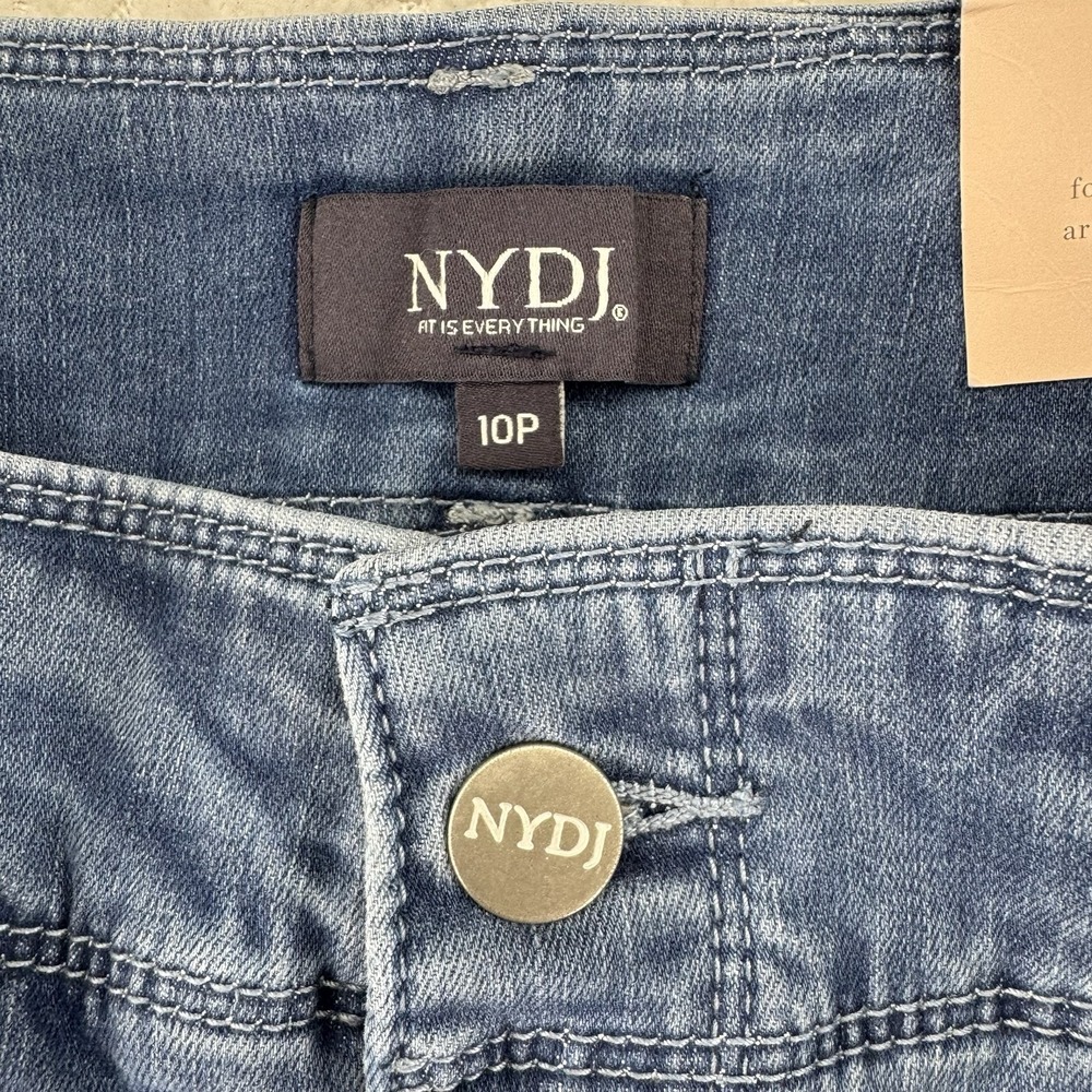 NYDJ Cool Embrace Wide Leg Denim Crop Jeans Size 10P Compass Blue - Picture 6 of 11